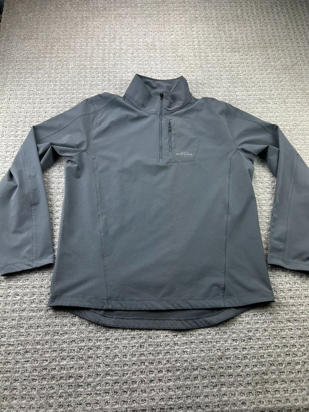 Eddie Bauer Sport Active Fit Windbreaker Jacket Men Large Gray 1/4 Zip Pullover